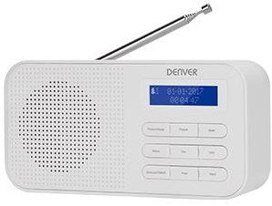 Enzo Denver radio dab+ 230v of batterij + dual wekfunctie wit - 8140320