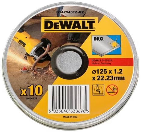 DeWalt Accessoires blik 10st doorslijpschijf inox 125x1,2x22,2mm - dt42340tz-qz