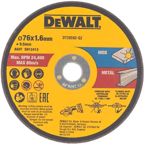DeWalt Accessoires dt20592-qz doorslijpschijf | metaal | 76 x 1.0 x 22,23 mm | 3 stuks - dt20592-qz