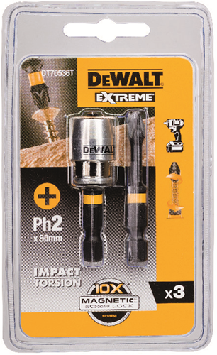 DeWalt Accessoires impact torsion 2xph2 50 mm + 1 maglock - dt70536t-qz