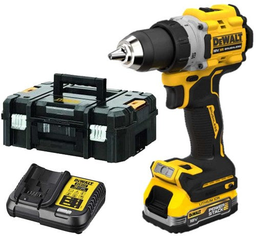 DeWalt dcd805e1t | xr g3 compacte schroef- klopboormachine 18v in tstak (1x 1.7ah powerstack accu + lader) - dcd805e1t-qw