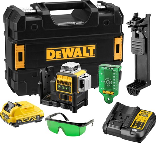 DeWalt dce089d1g zelfnivellerende kruislijnlaser 12v 1x 2.0ah accu - groene laser - dce089d1g-qw