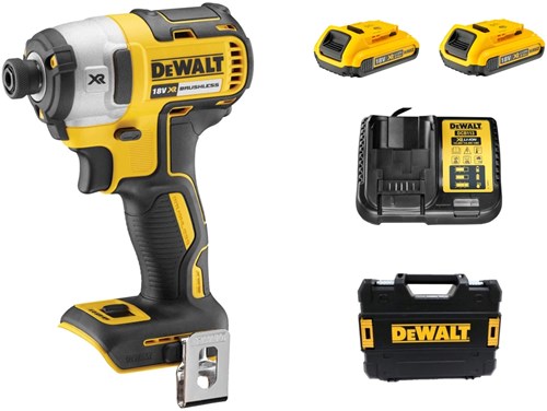 DeWalt dcf887d2 | xr brushless li-ion accu slagschroevendraaier 18v in koffer (2x 2.0ah accu + lader) - dcf887d2-qw