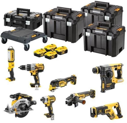 DeWalt dck853p4t-qw | xr accu combiset 18v 8 machines in tstak (4x 5.0ah accu + lader) - dck853p4t-qw