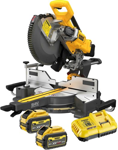 DeWalt dcs781x2-qw 54v xr flexvolt afkort- verstekzaag | 305mm | 2x 9.0ah accu + snellader - dcs781x2-qw