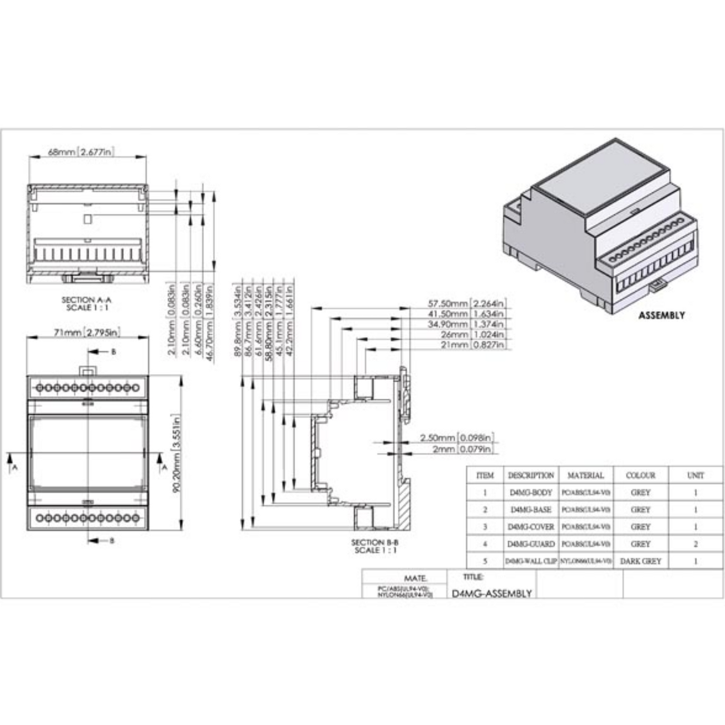 DIN-RAIL MODULE BOX - 4MG