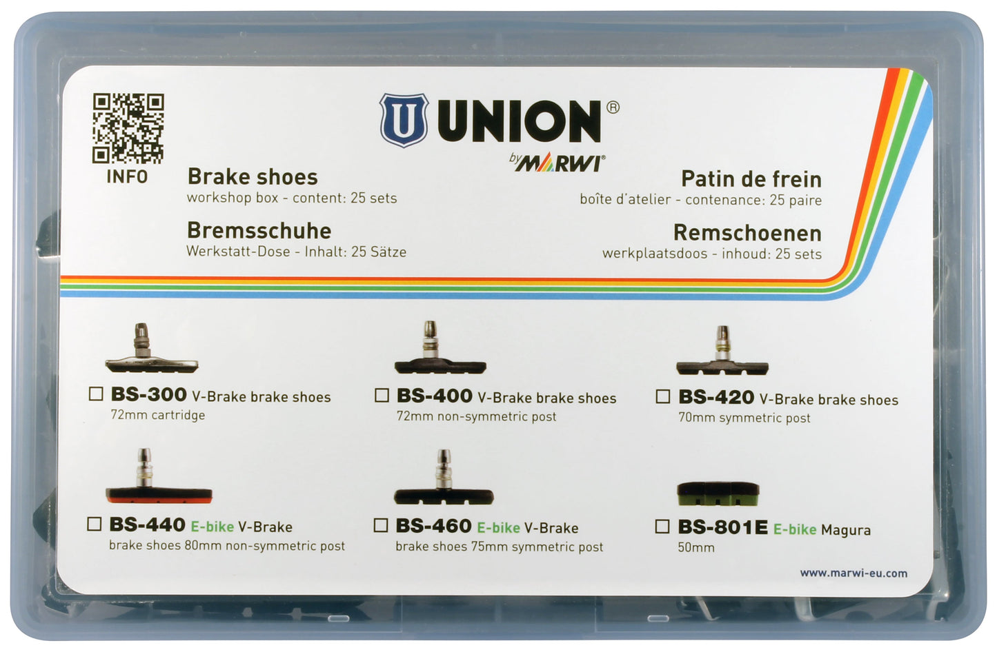 Marwi Union velgremblokset bs-460 v-brake 75mm (25pr)