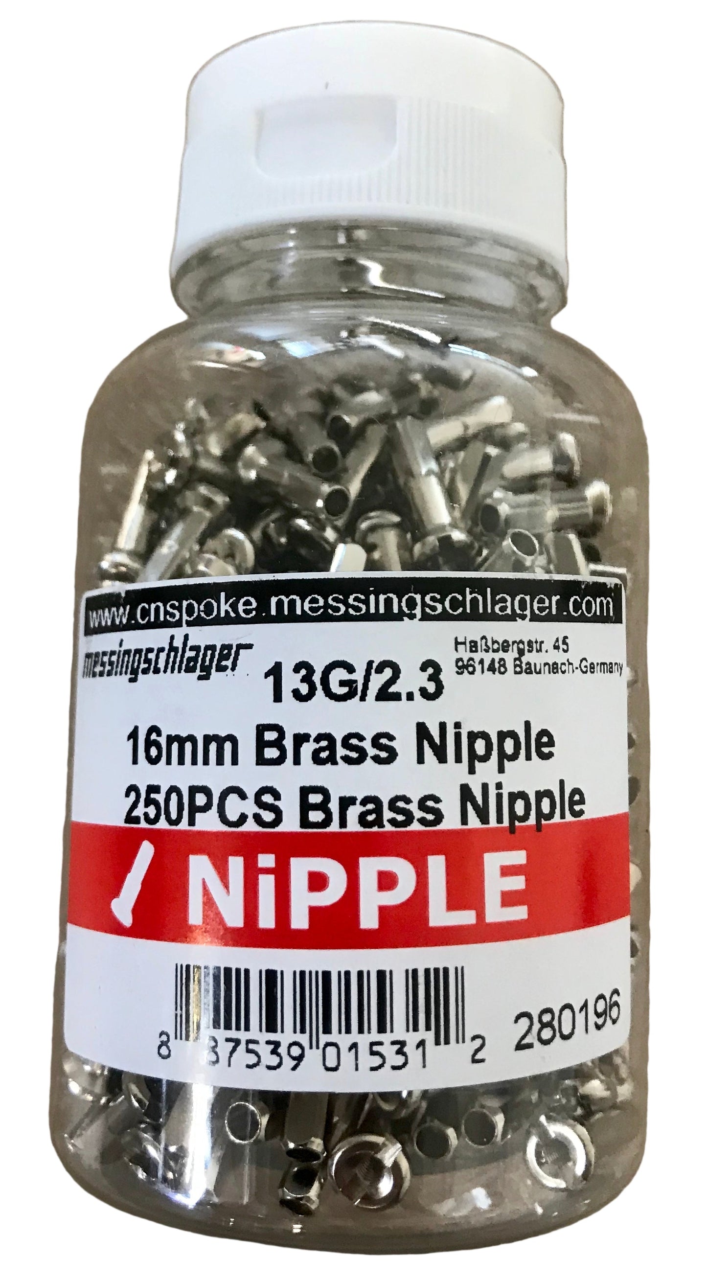 Messingschlager Cn spaaknippel spaak 13 velg 14 dun - 16 mm. (350)
