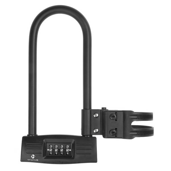 Messingschlager M-wave beugelslot met code en houder 124 mm. x 260 mm. zwart
