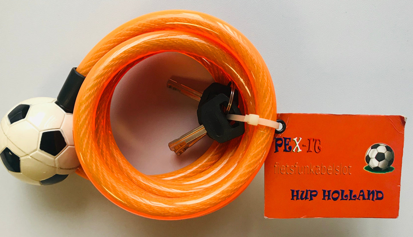 Buzaglo Pex-it fietsfunkabelslot oranje met voetbal