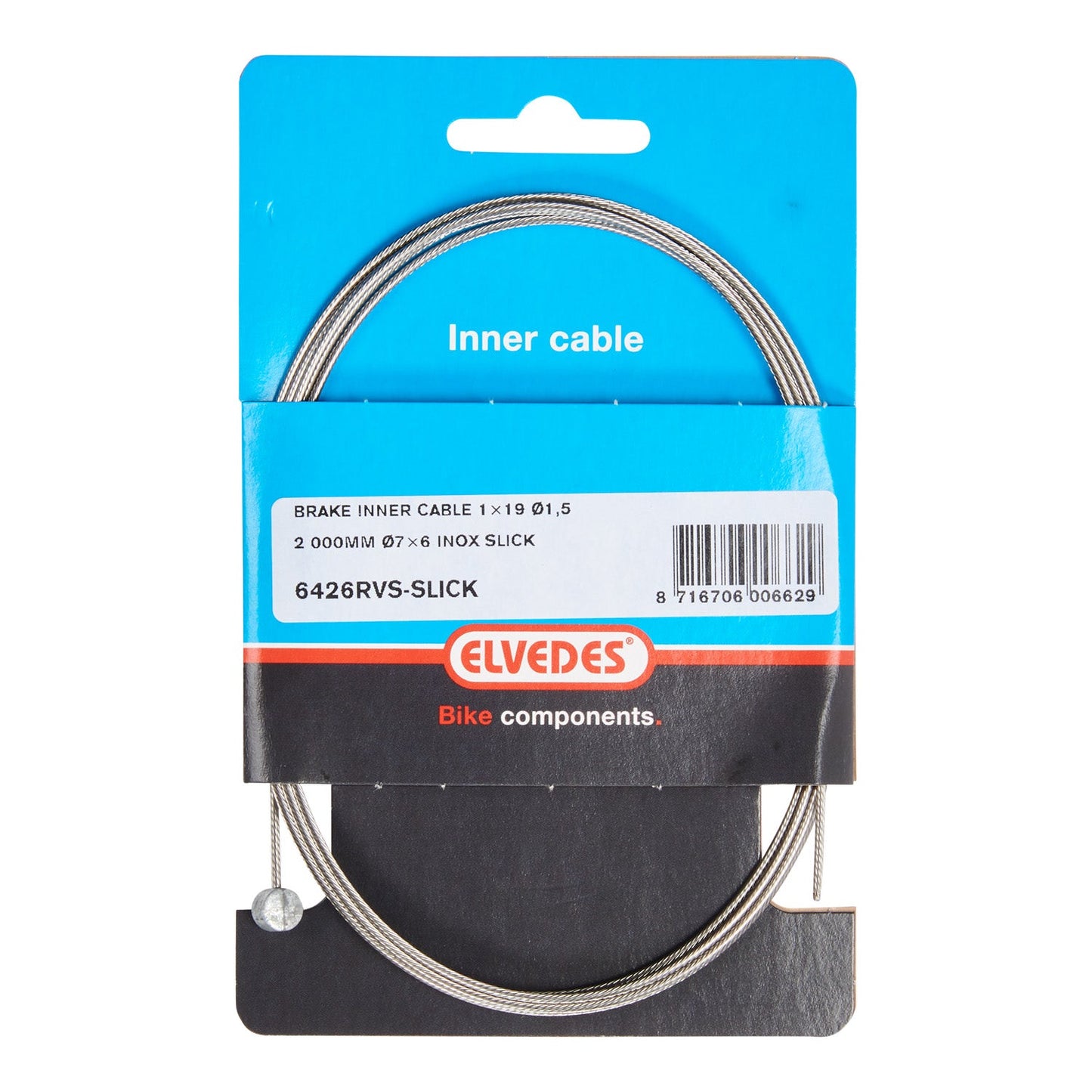 Elvedes Cable Systems BV Elvedes rem binnenkabel 2000mm rvs slick �1,5mm t-nippel
