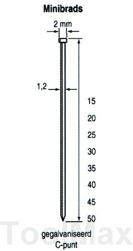 Dutack 1.2mm minibrads | 15mm | 5000 stuks - 5134028
