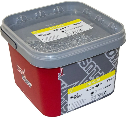 Dynaplus unischroef spaanplaatschroef verzinkt platkop deeldraad torx tx20 4.0x60 35 | 1250 stuks - 0289.11.26001