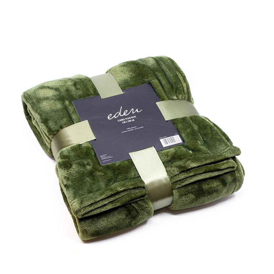 Knus Eden plaid flanel olijf 130x180cm