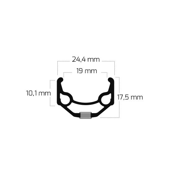 Ryde Velg zac 19 26 559 x 19c aluminium 32 gaats 14g - zwart