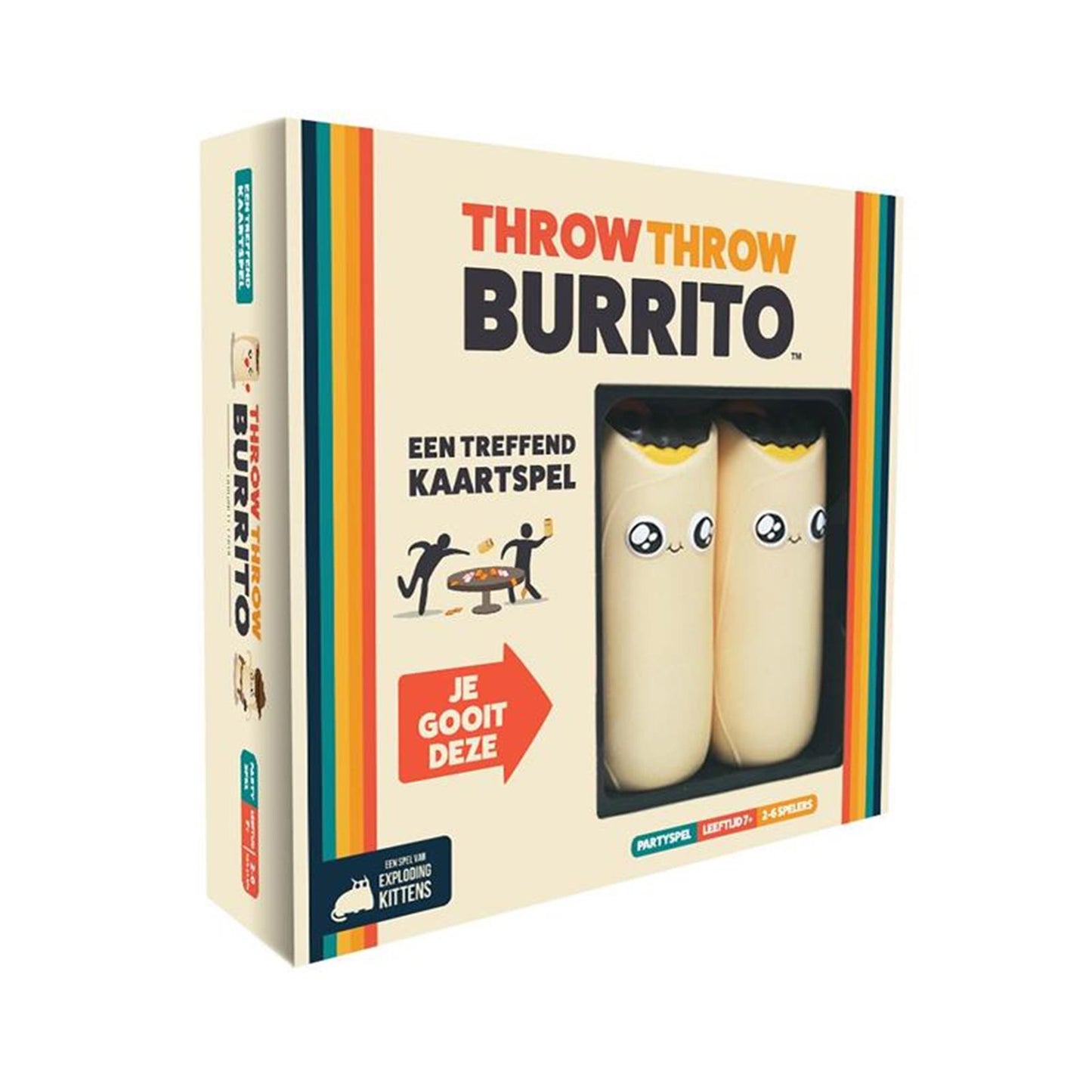 Exploding Kittens Throw throw burrito – - hilarisch partyspel – kaartspel voor familie en vrienden - gooi met squishy burrito's! - nederlandstalig