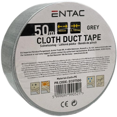 Enzo Entac reparatietape 50mm rol 50m grijs - 4139554