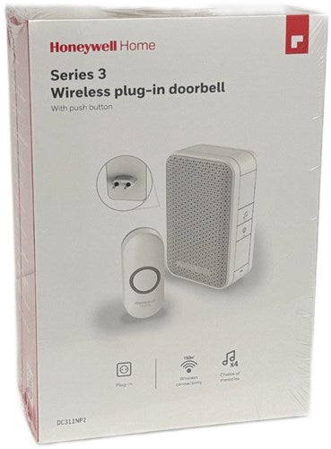 Enzo honeywell draadloze plug-in deurbel met drukknop 100m - 8421030