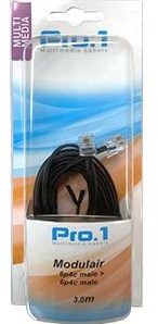 Enzo pro-1 modulair 6p4c naar 6p4c zwart 3.0 meter 9297015