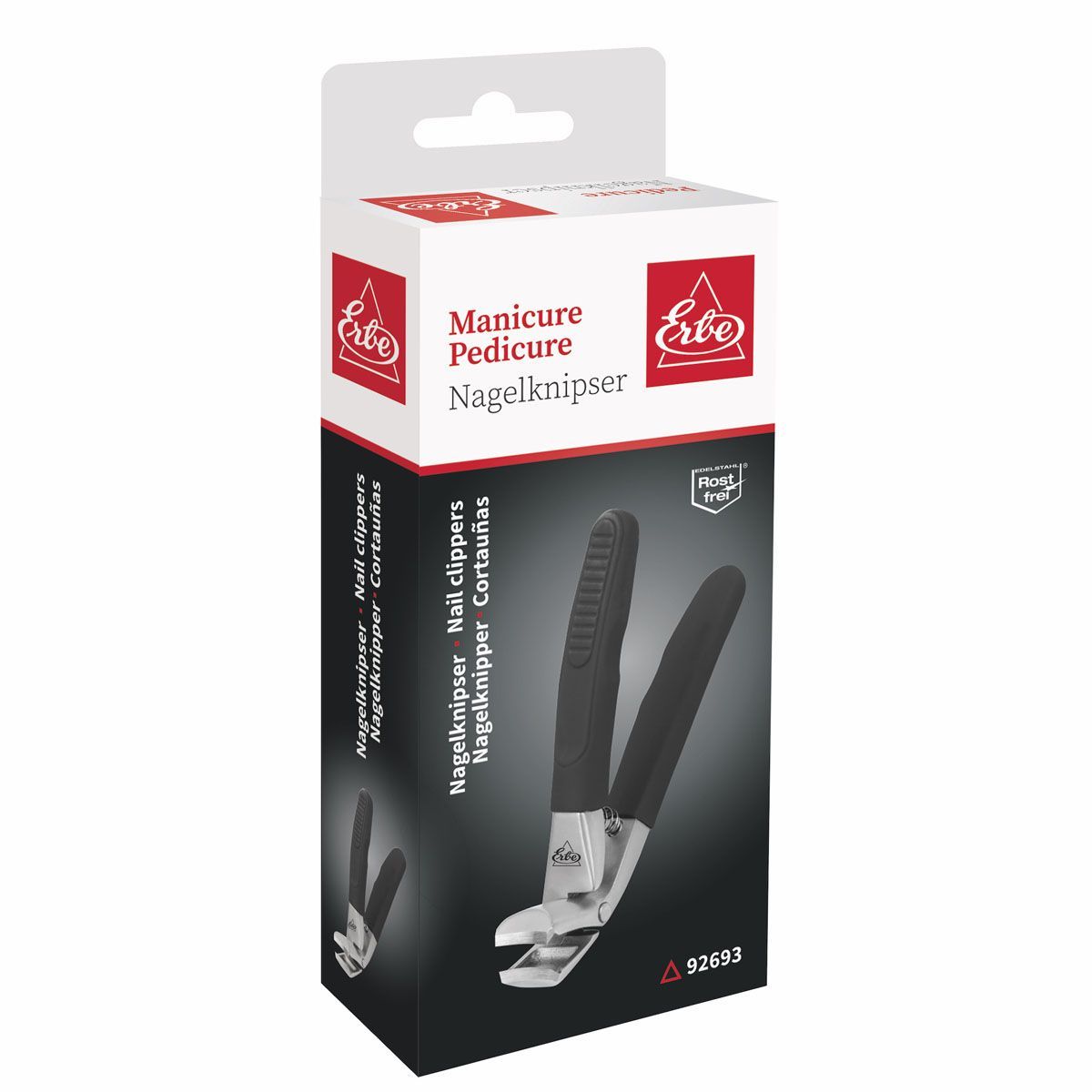 Erbe Solingen nagelknipper soft grip zwart 8,5cm (erbe92693)