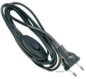 Enzo Eurosnoer 2x0,75qmm met schakelaar zwart 3m - 1065230