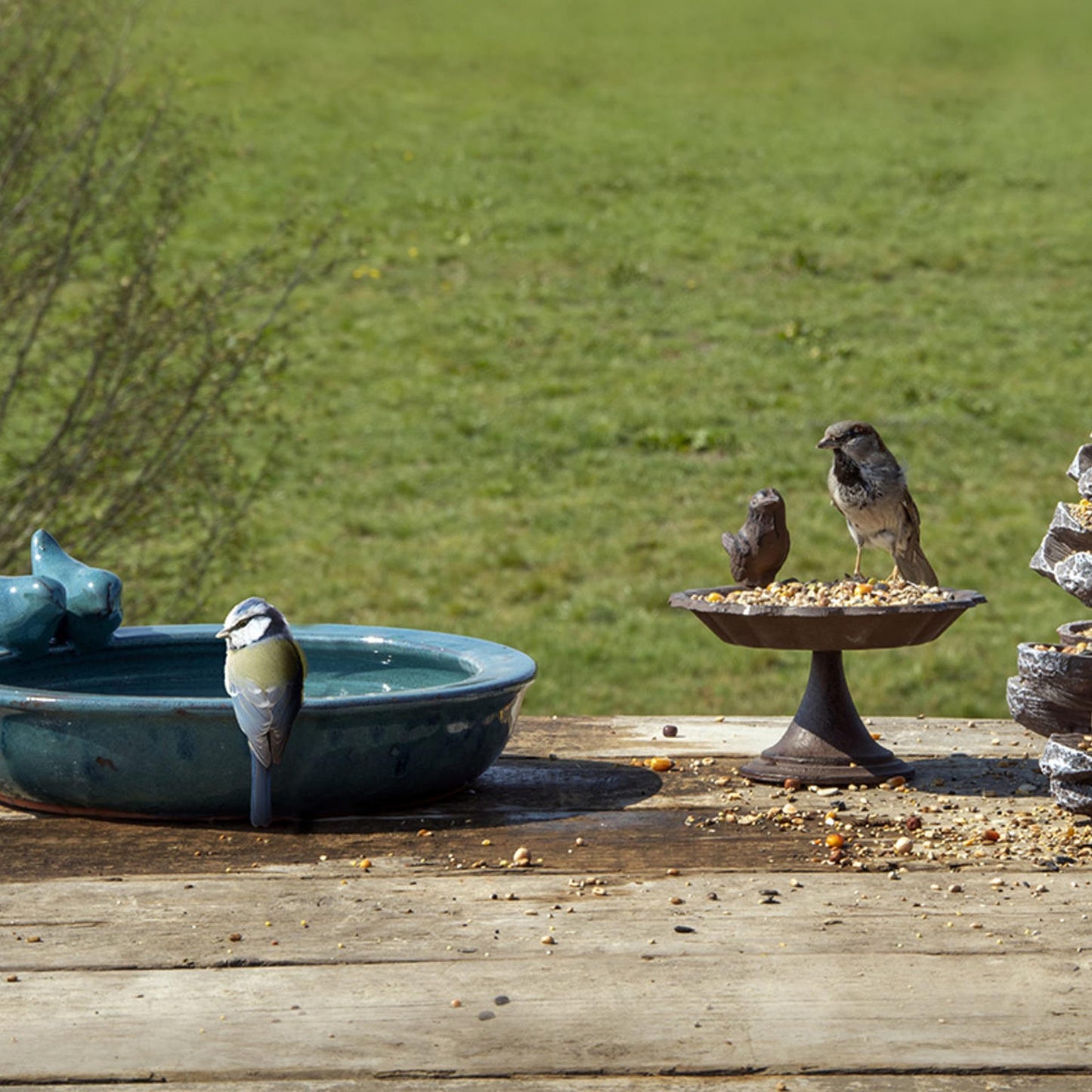 Esschert Design vogelbad keramiek petrol