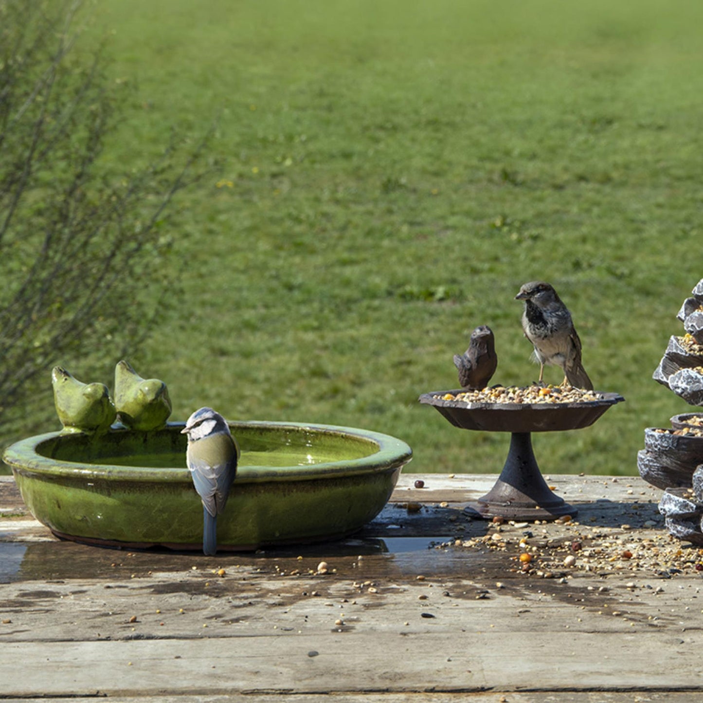 Esschert Design vogelbad keramiek groen