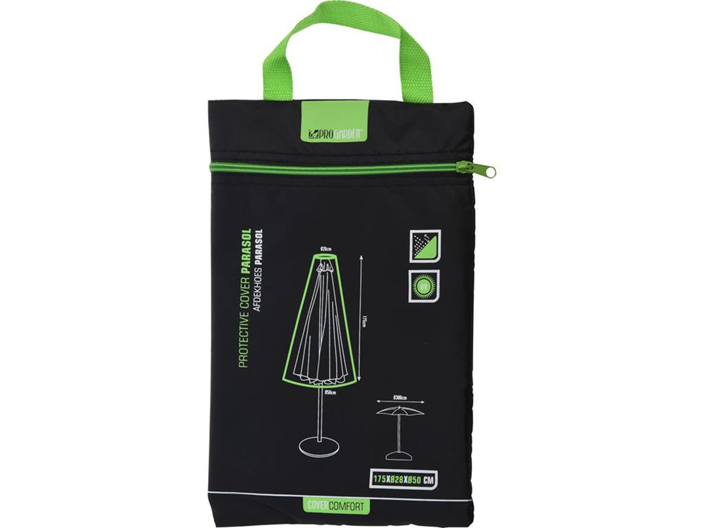Pro Garden afdekhoes voor parasol zwart 175xø28xø50cm
