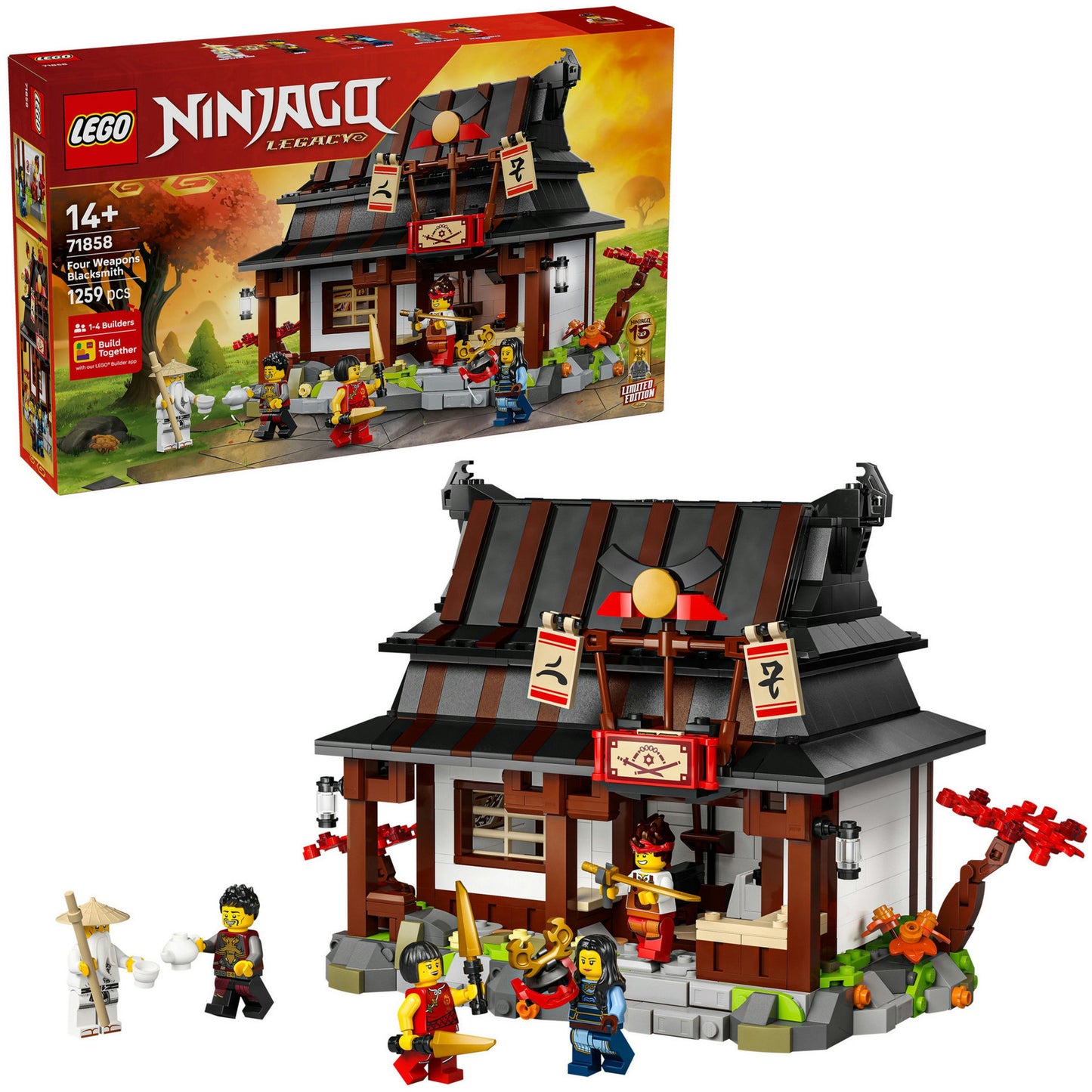 LEGO ninjago 71858 15-jarig jubileum: smederij de vier wapens