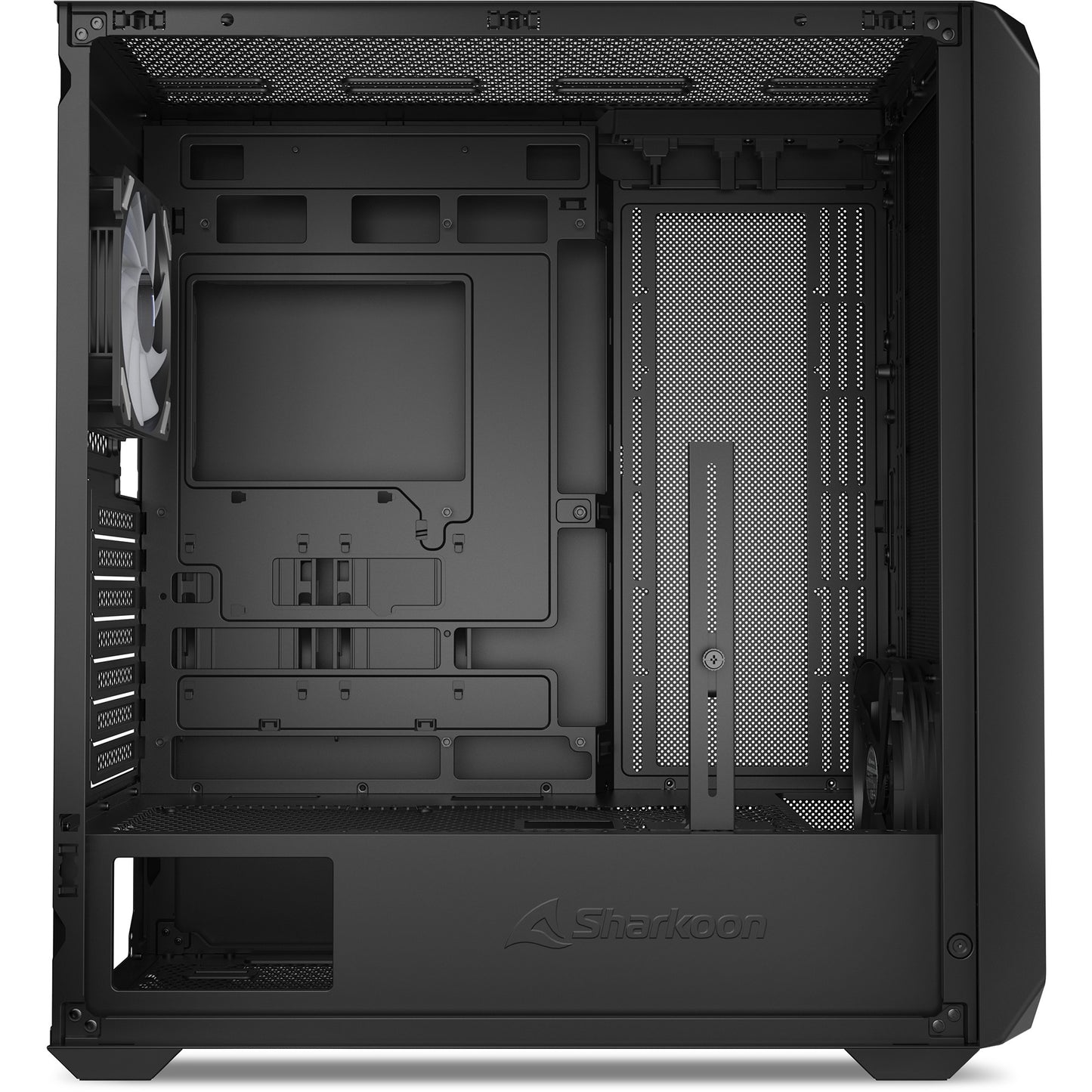 Sharkoon ak2 rgb midi tower behuizing (zwart | 2x usb-a | 1x usb-c | rgb | tempered glass)