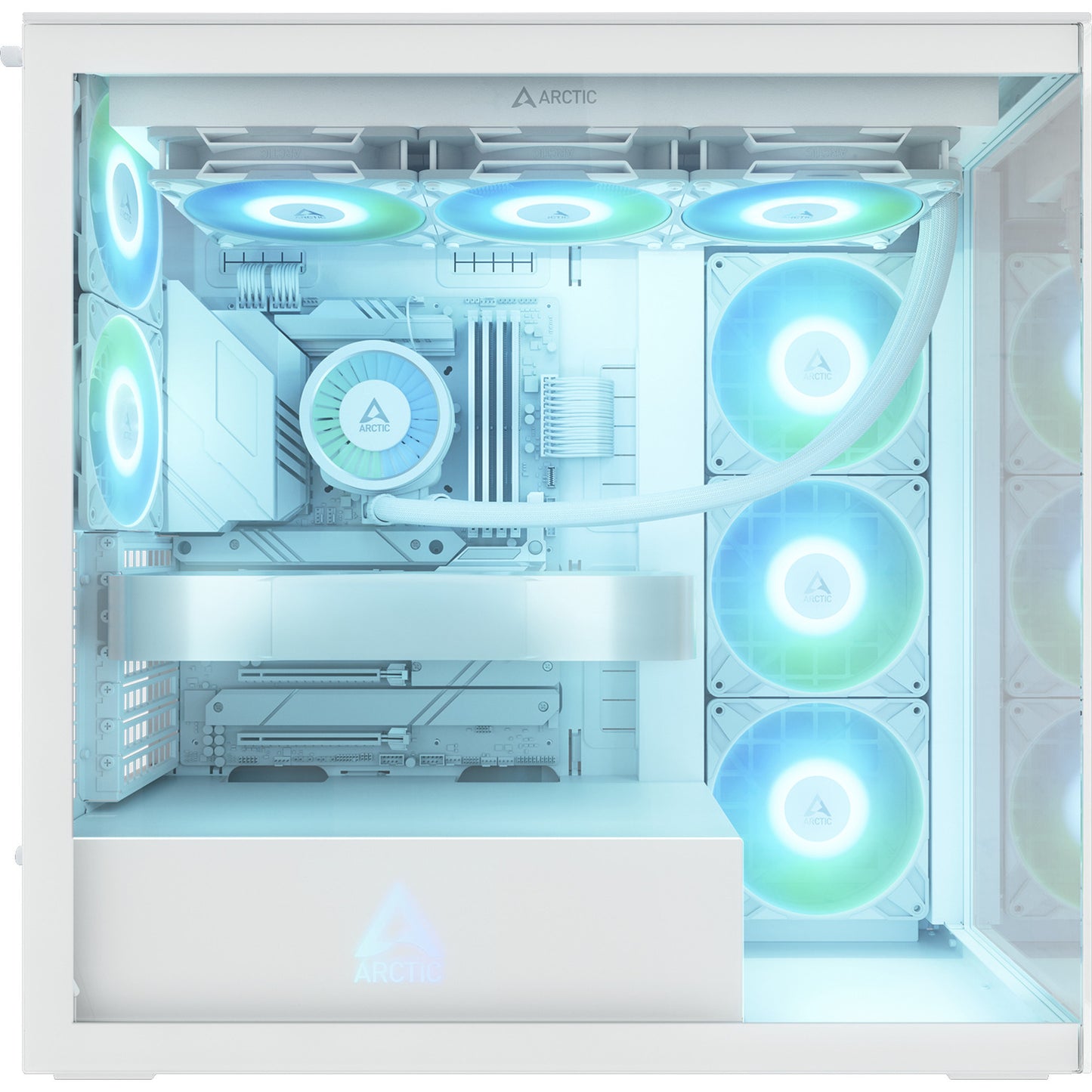 ARCTIC xtender midi tower behuizing (wit | 2x usb-a | 1x usb-c | rgb | tempered glass)