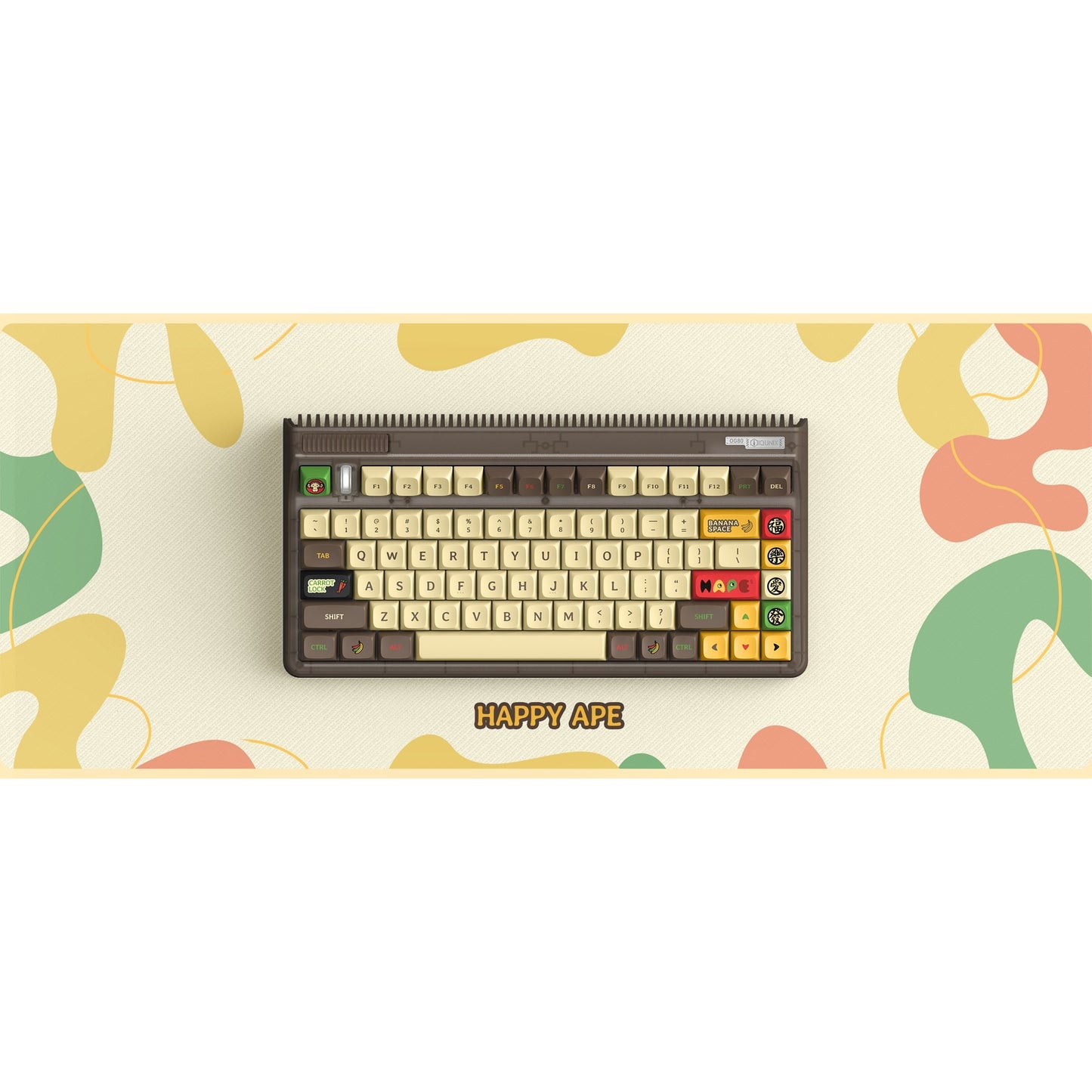 Iqunix OG80 Happy Ape Wireless Mechanical Keyboard (Zwart, US lay-out (QWERTY), IQUNIX Moonstone Turbo, 80% (TKL), RGB leds, Hot-swappable, PBT, 2.4GHz | Bluetooth 5.1 | USB-C)