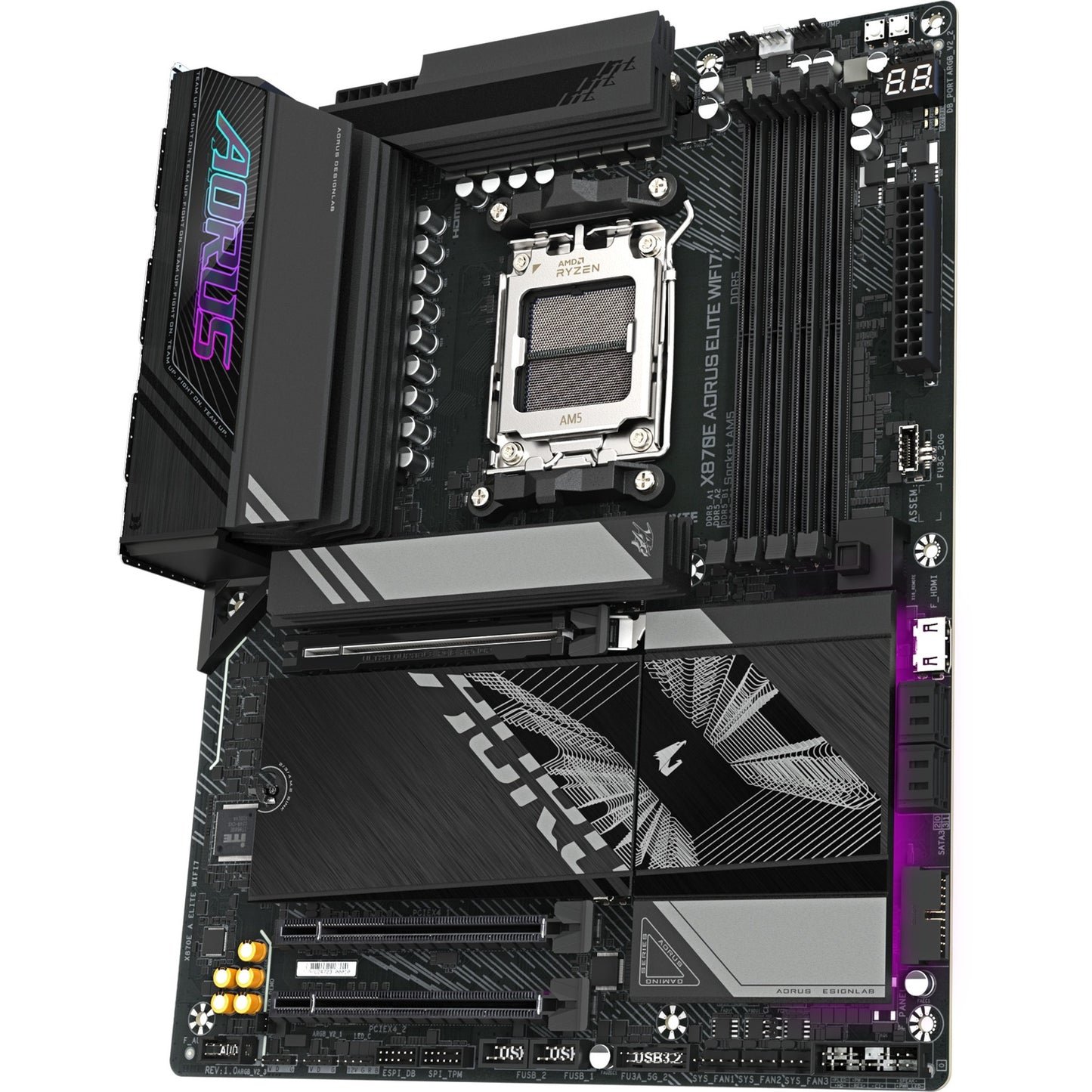 GIGABYTE x870e aorus elite wifi7 socket am5 moederbord (zwart, raid, 2.5gb-lan, wi-fi 7, bt, sound, atx)