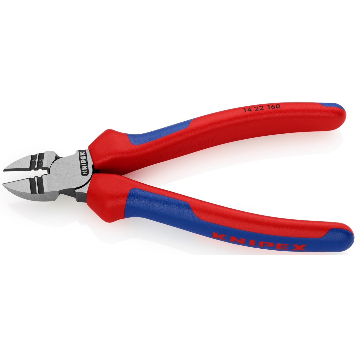 KNIPEX afstrip-zijsnijtang 14 22 160 kniptang (rood blauw, lengte 160mm, vde-getest)