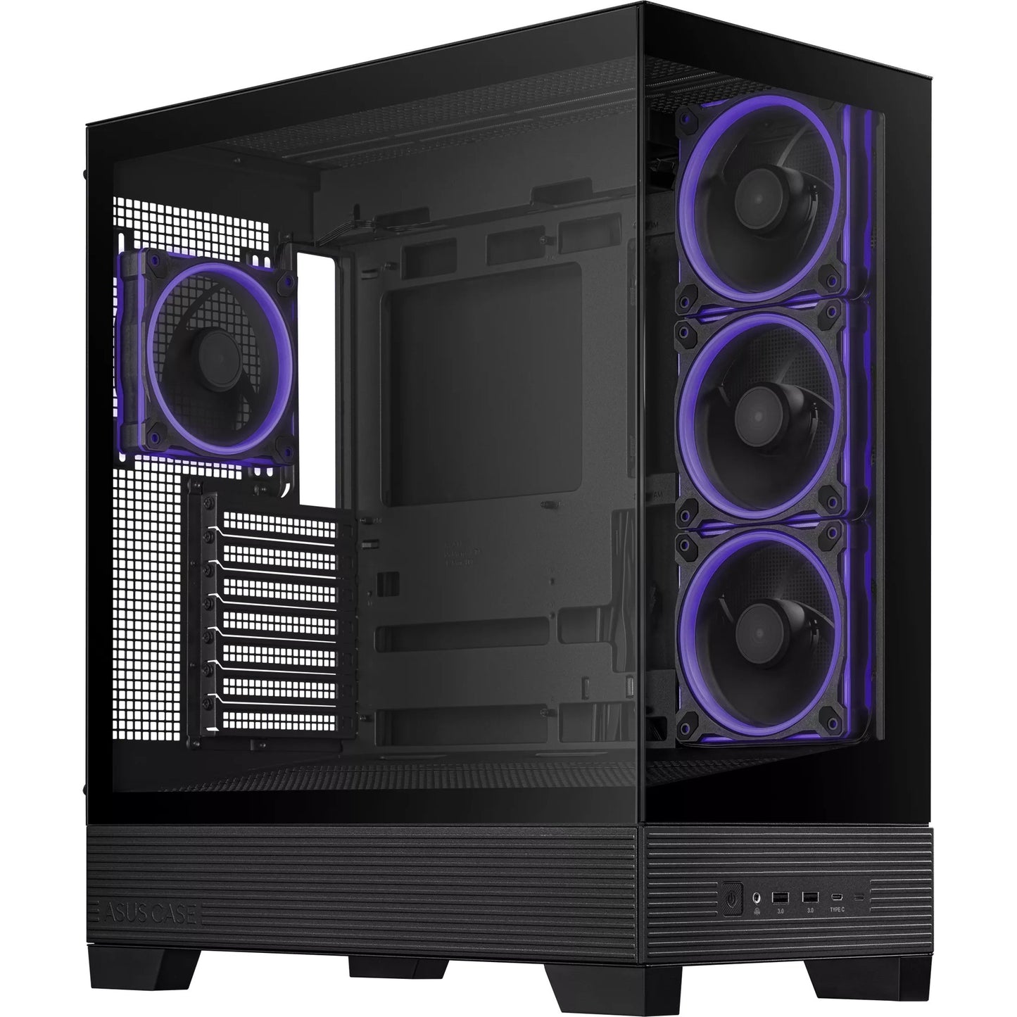 ASUS a31 plus midi tower behuizing (zwart | 2x usb-a | 2x usb-c | tempered glass)