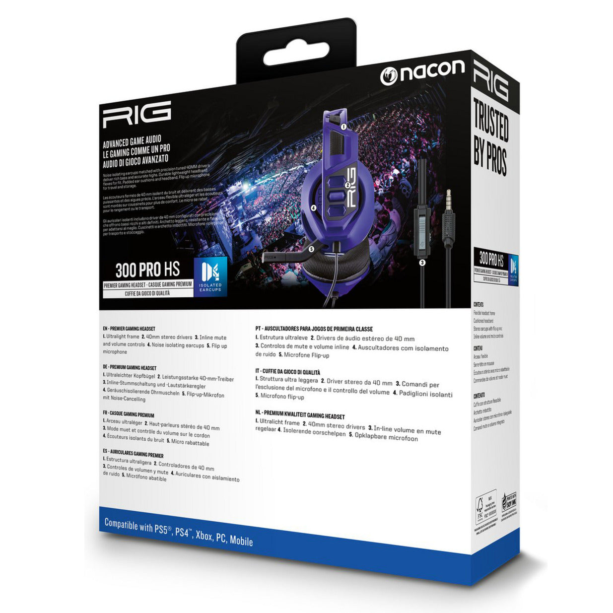 Nacon rig 300 pro hs cosmic over-ear gaming headset (paars, playstation 4, playstation 5, windows, nintendo switch)
