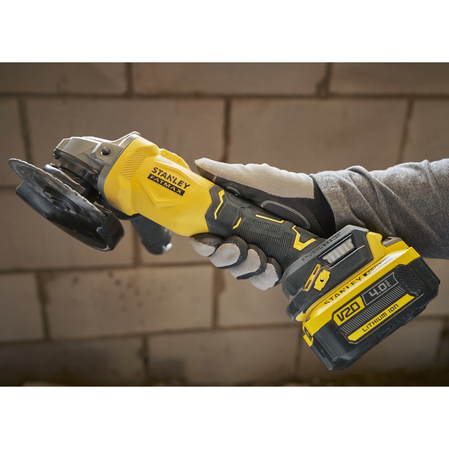 Stanley fatmax v20 18v haakse slijper 125mm (zwart geel, accu en oplader niet inbegrepen)