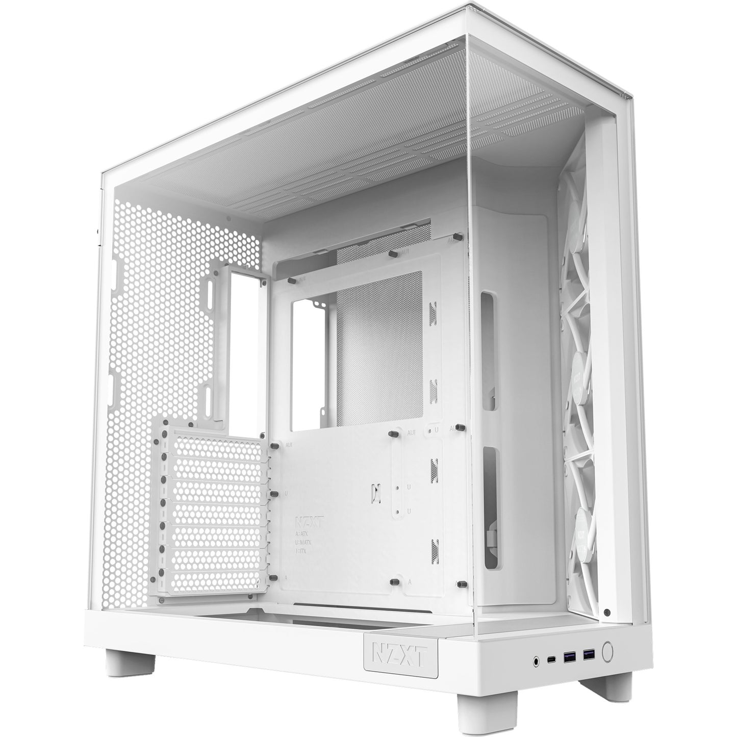 NZXT h6 flow rgb midi tower behuizing (wit | 2x usb-a | 1x usb-c | rgb | tempered glass)