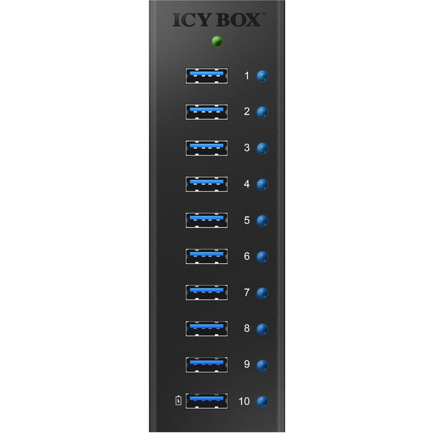 ICY BOX ib-ac6110 usb-hub (zwart, 10x usb 3.0 poorten)