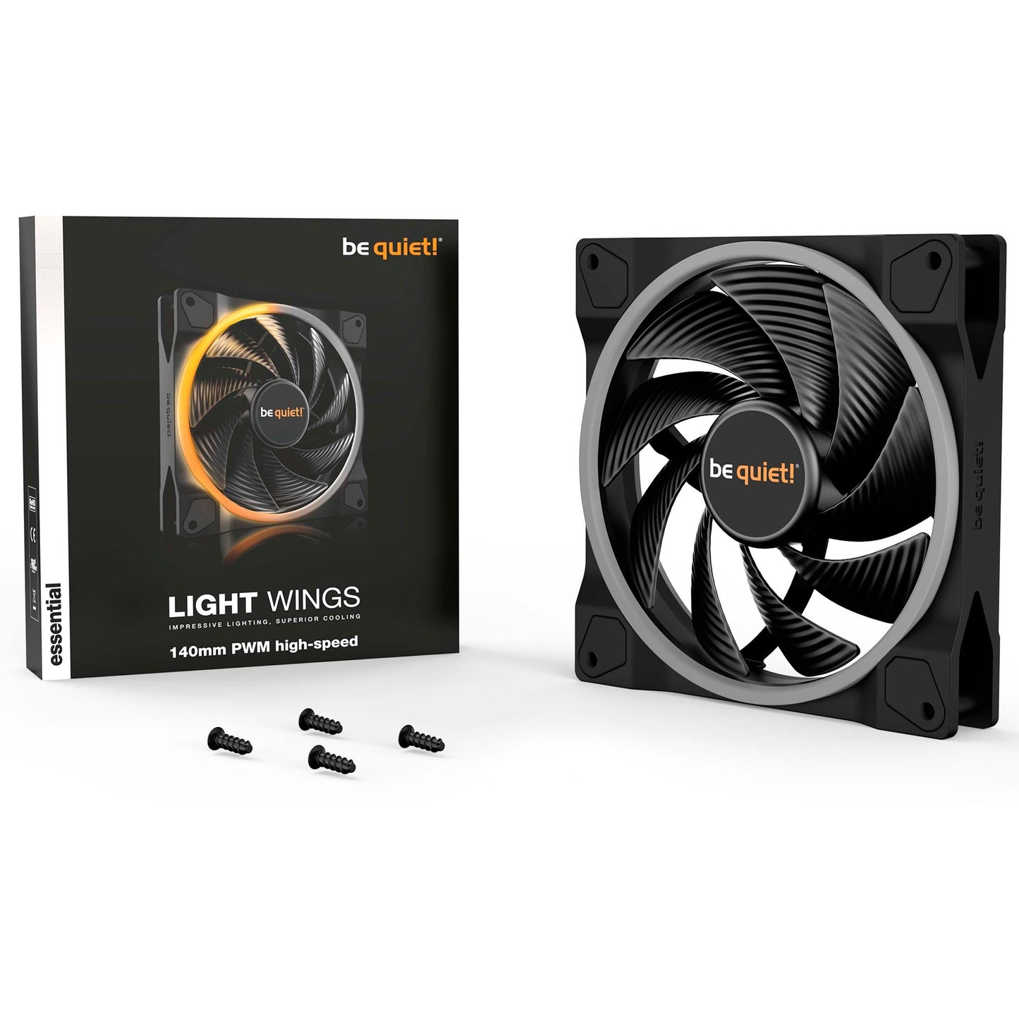 Be Quiet! light wings pwm high-speed rgb case fan (zwart, 140 x 140 x 25 mm)