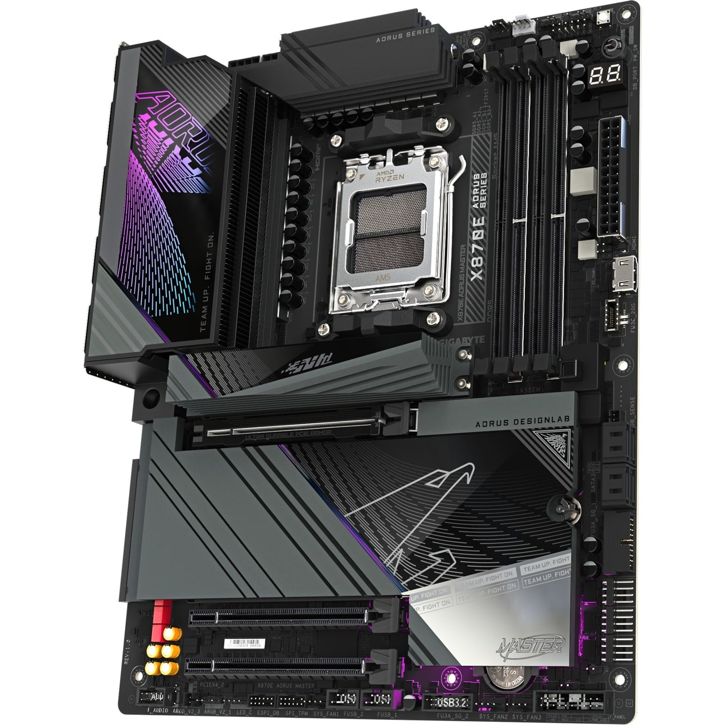 GIGABYTE x870e aorus master socket am5 moederbord (zwart, raid, 5 gb-lan, wi-fi 7, bt, sound, atx)