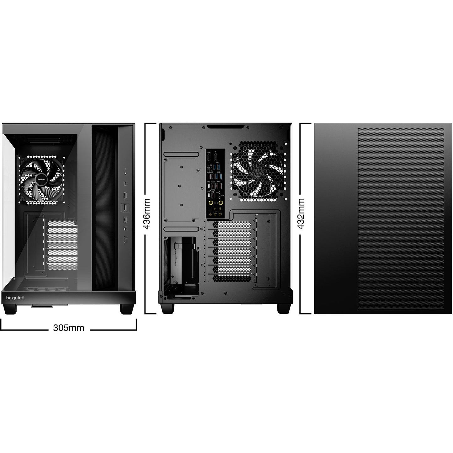 Be Quiet! light base 500 midi tower behuizing (zwart | 2x usb-a | 1x usb-c | rgb | window)