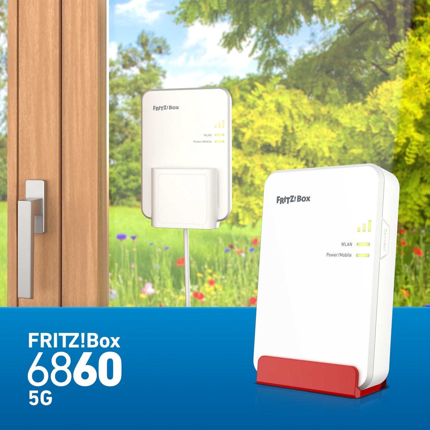 FRITZ! box 6860 5g edition international draadloze router (rood, mesh, 5g)