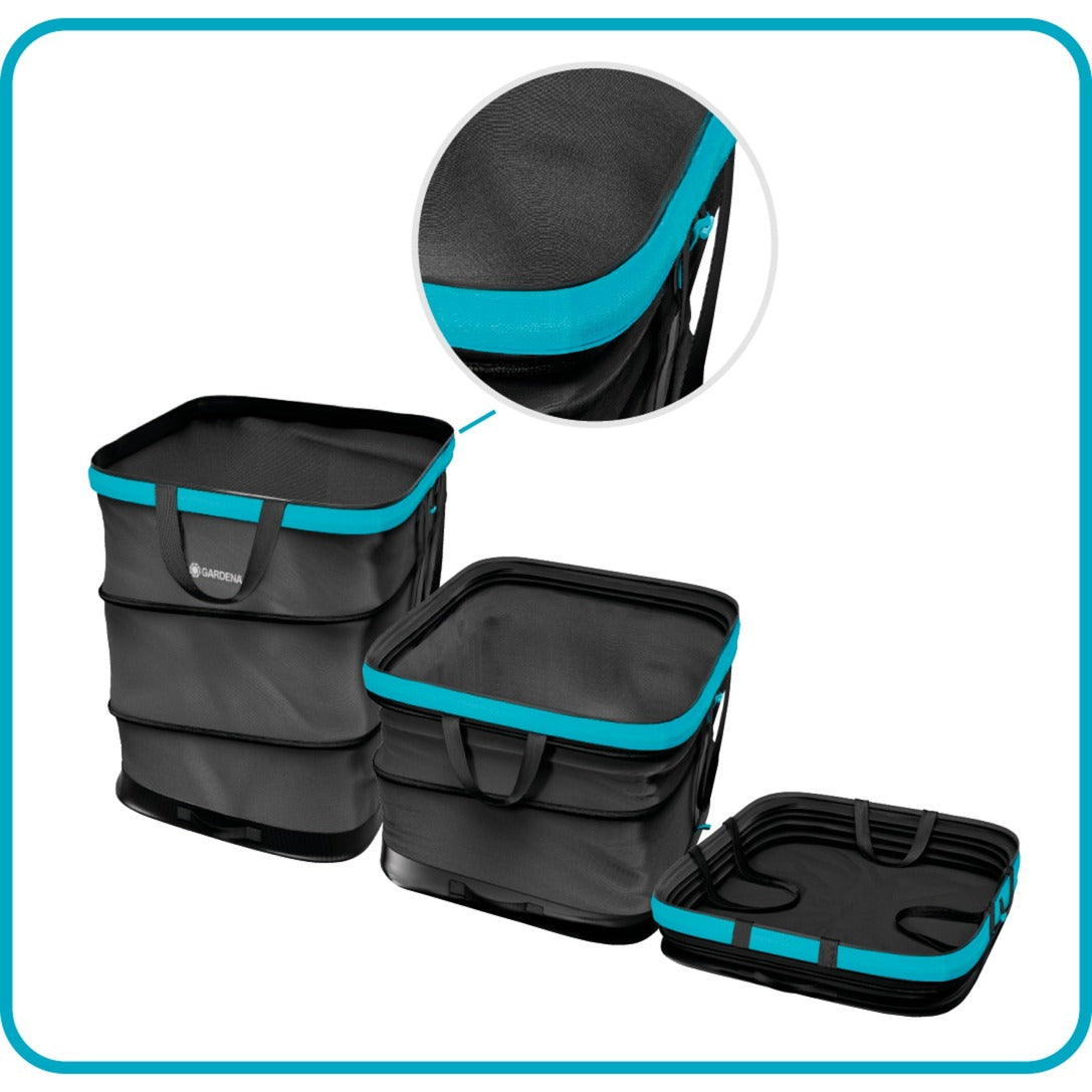 GARDENA tuinafvalzak pop-up rechthoekig, maat m (zwart turquoise, tot 130 liter)