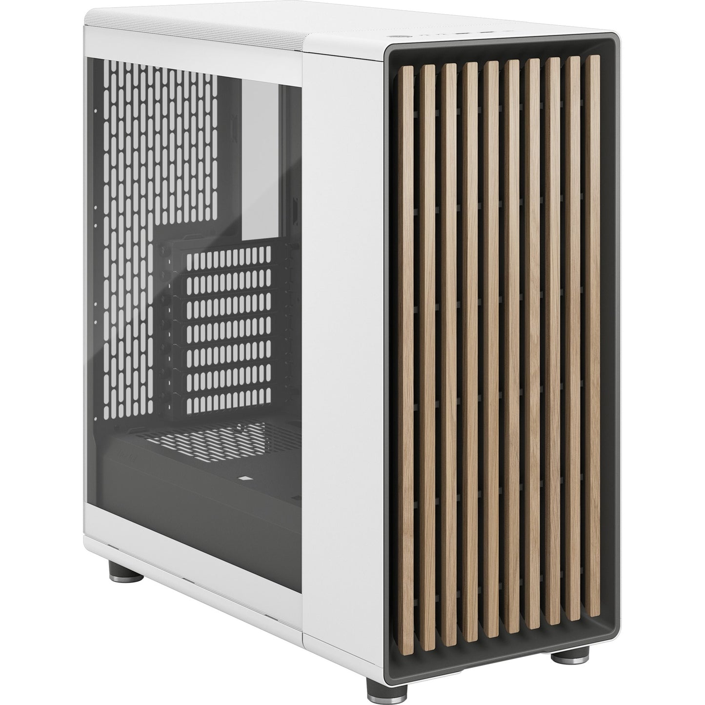Fractal Design north midi tower behuizing (wit houtkleur | 2x usb-a | 1x usb-c | tempered glass)