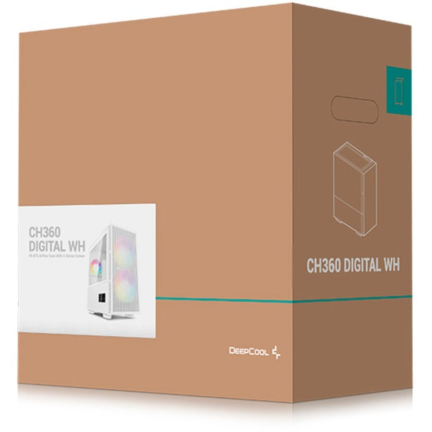 DeepCool ch360 digital mini tower behuizing (wit | 1x usb-a | 1x usb-c | rgb | tempered glass)