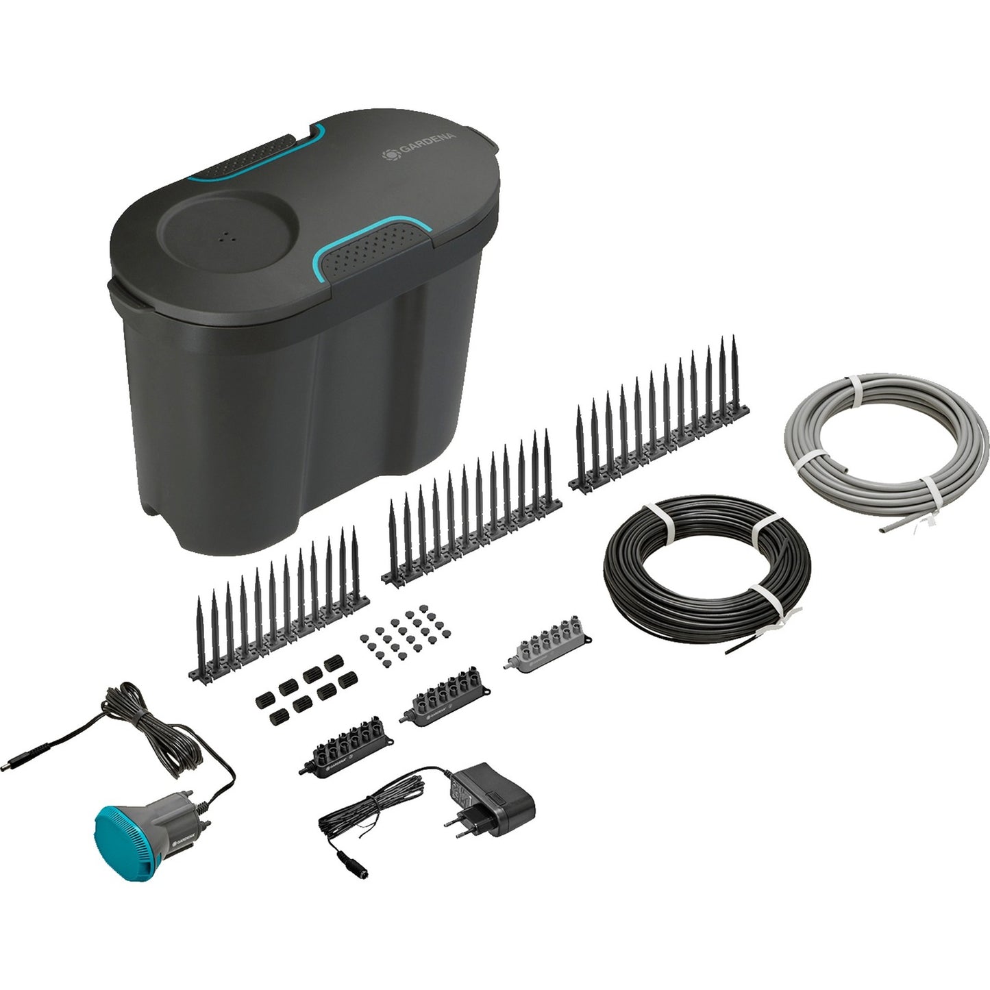 GARDENA vakantie-bewateringset besproeiingscomputer (grijs, 13366-20, inclusief 10,5 l watertank)