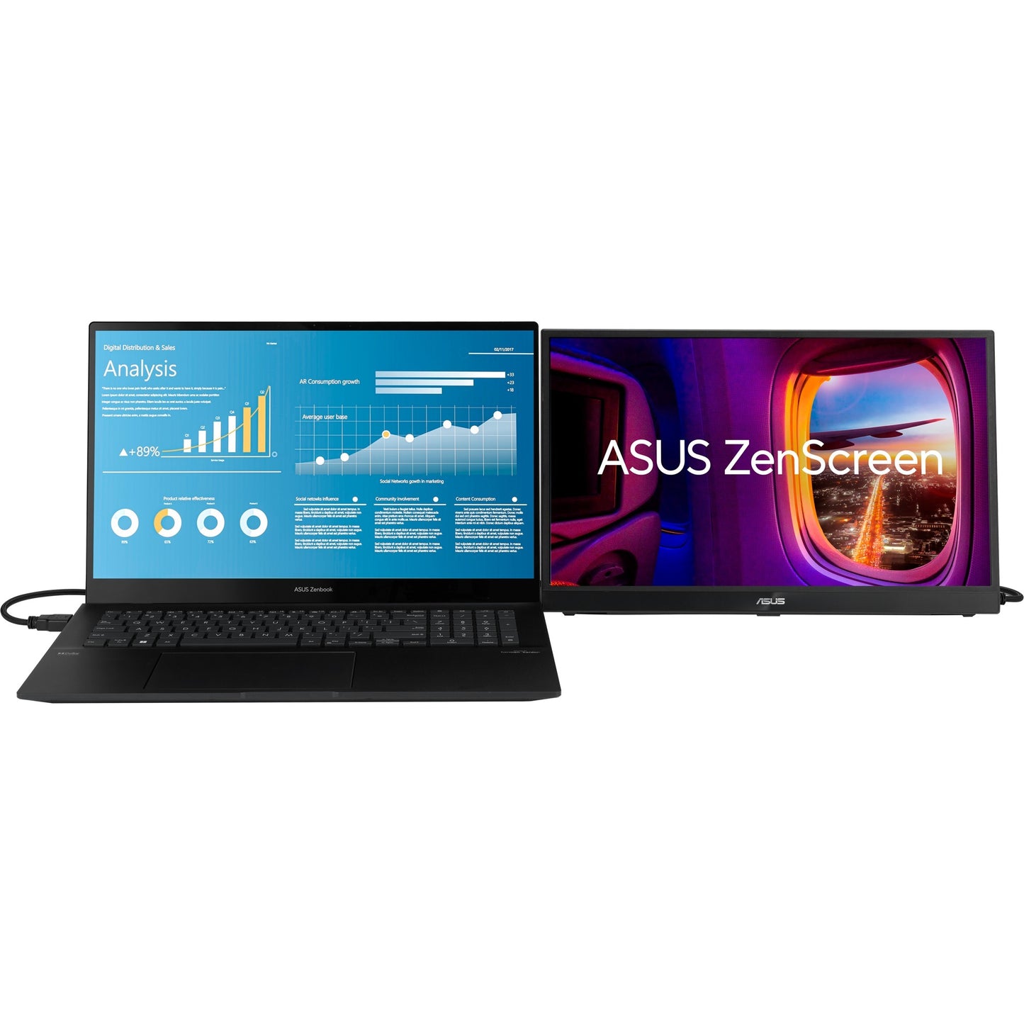 ASUS zenscreen mb17ahg portable monitor 17.3 (zwart, 144hz, hdmi, usb type-c, freesync premium)