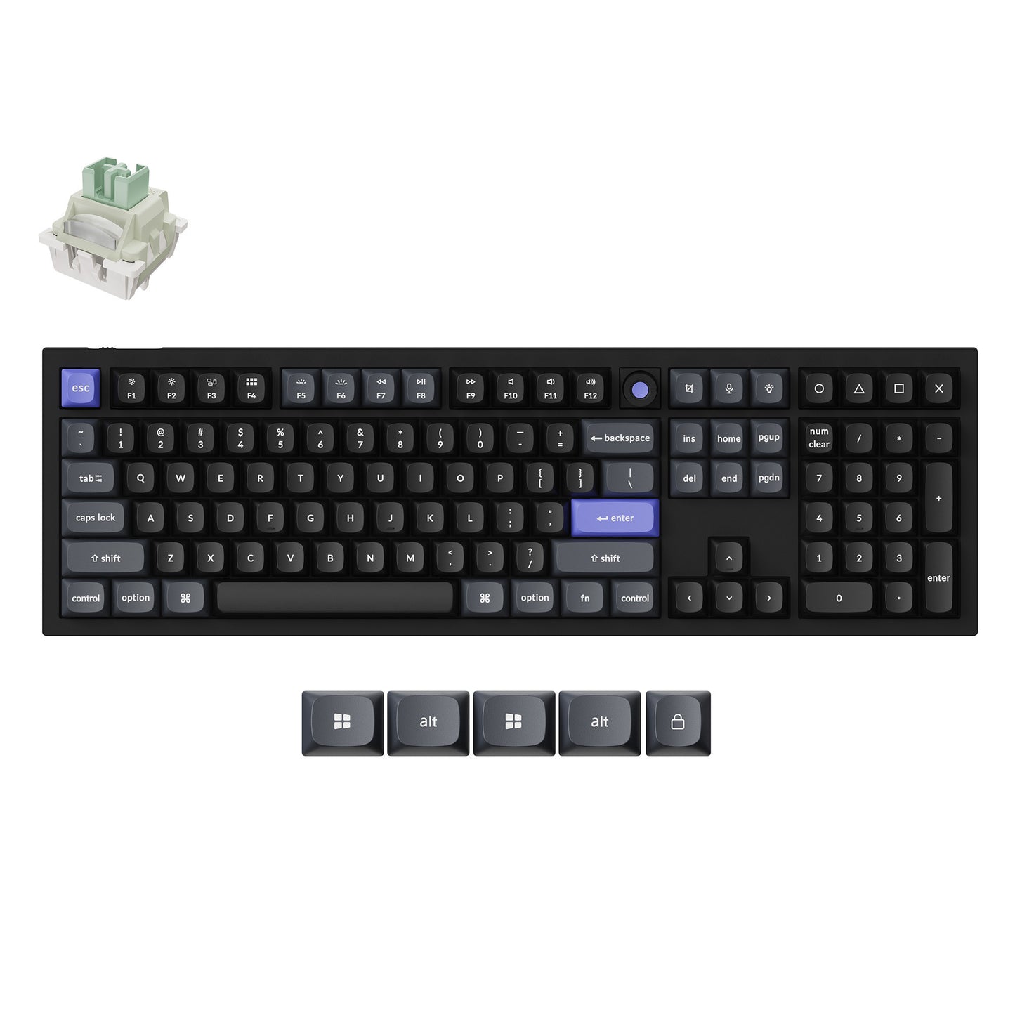 Keychron q6 he 8k magnetic switch keyboard (zwart, us lay-out (qwerty), ultra-fast lime, 100%, rgb, hot swap, 8k)