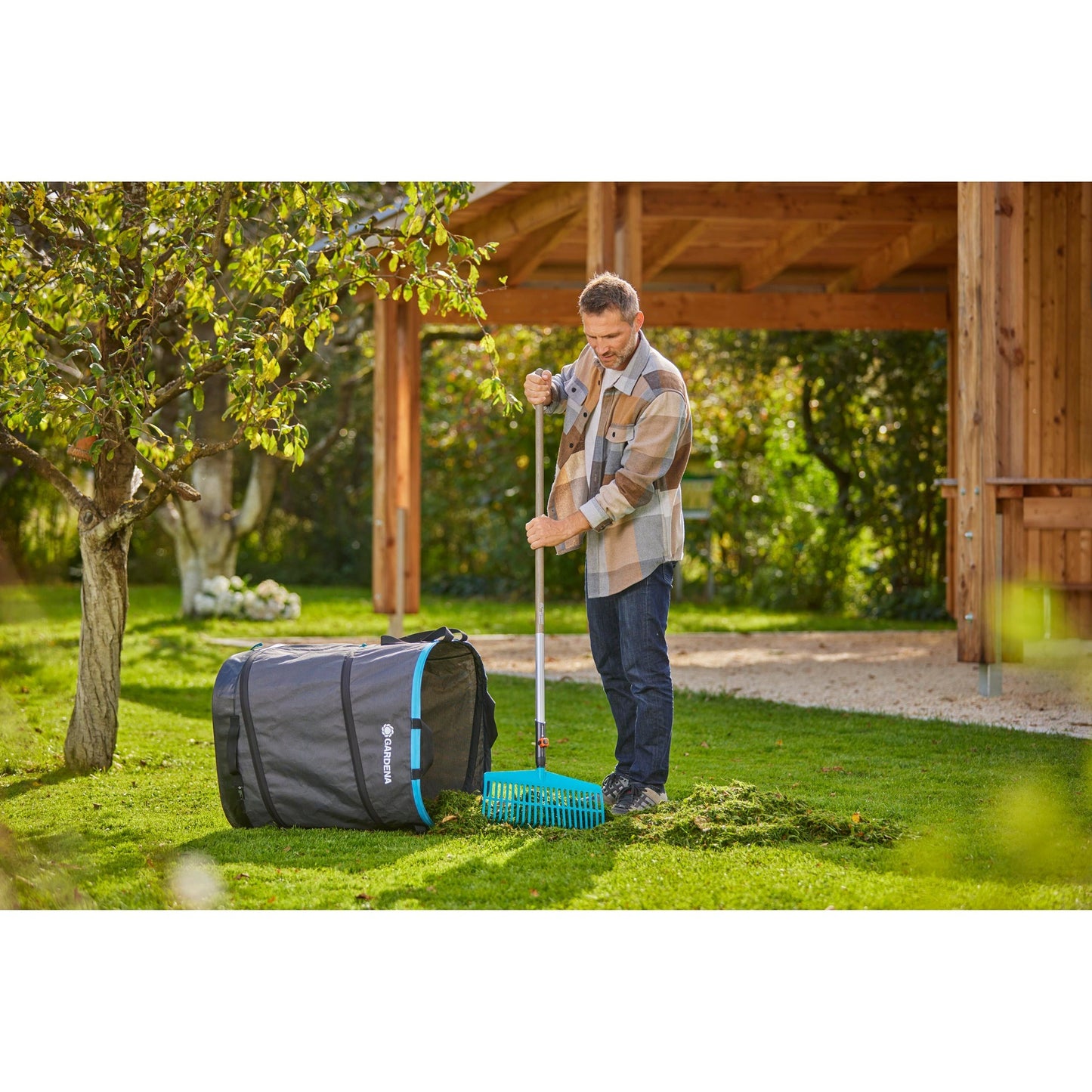 GARDENA tuinafvalzak pop-up rechthoekig, maat m (zwart turquoise, tot 130 liter)